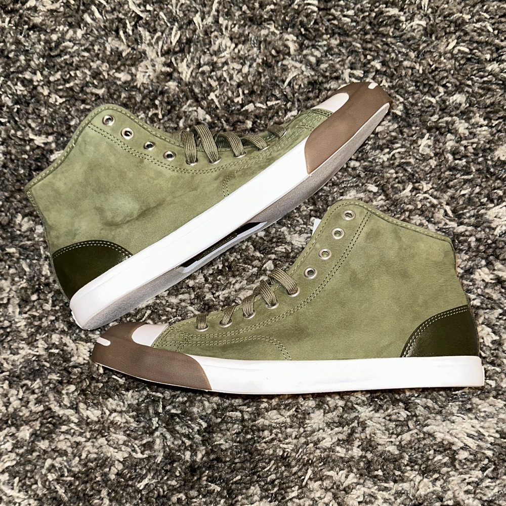 New Converse Jack Purcell Mid in Olive Green / Army Green Gum - Picture 7 of 14